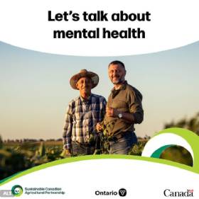 Bell’s Let’s Talk Day may be over, but it’s never too late to talk about mental health. Reach out for free 24/7 mental supports built for people in the agri-food sector. Call: 1-866-267-6255 or visit https://agriculturewellnessontario.ca/