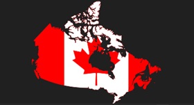 Canadian flag overlayed on Canada