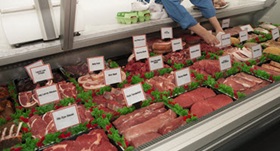 Meat at a grocery store